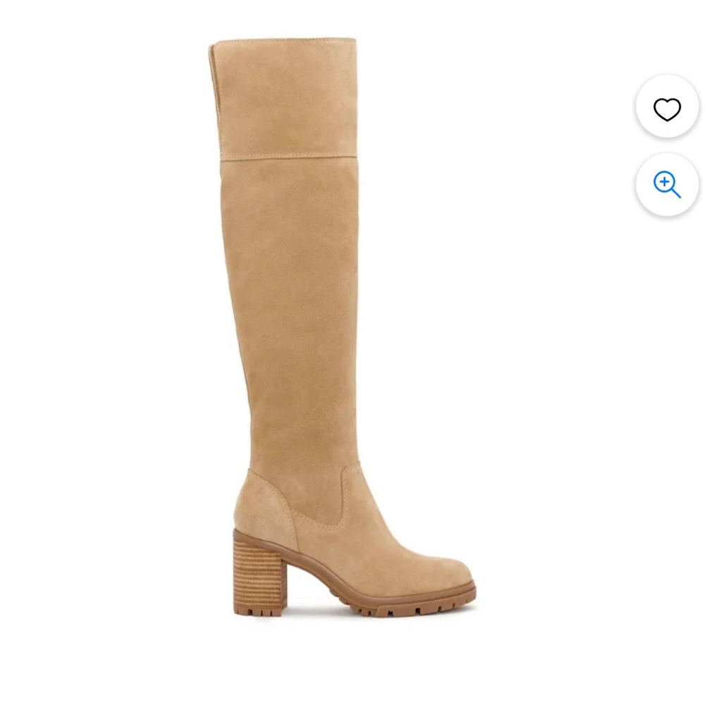 Vince Camuto Dasemma Caramel Leather Over The Knee Block Heel Boot